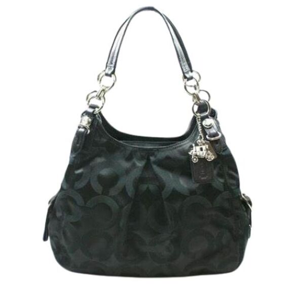 Coach Handbags - Coach Maggie Shoulder Bag Optic Op Art Signature Black on Black Hobo Purse 15757